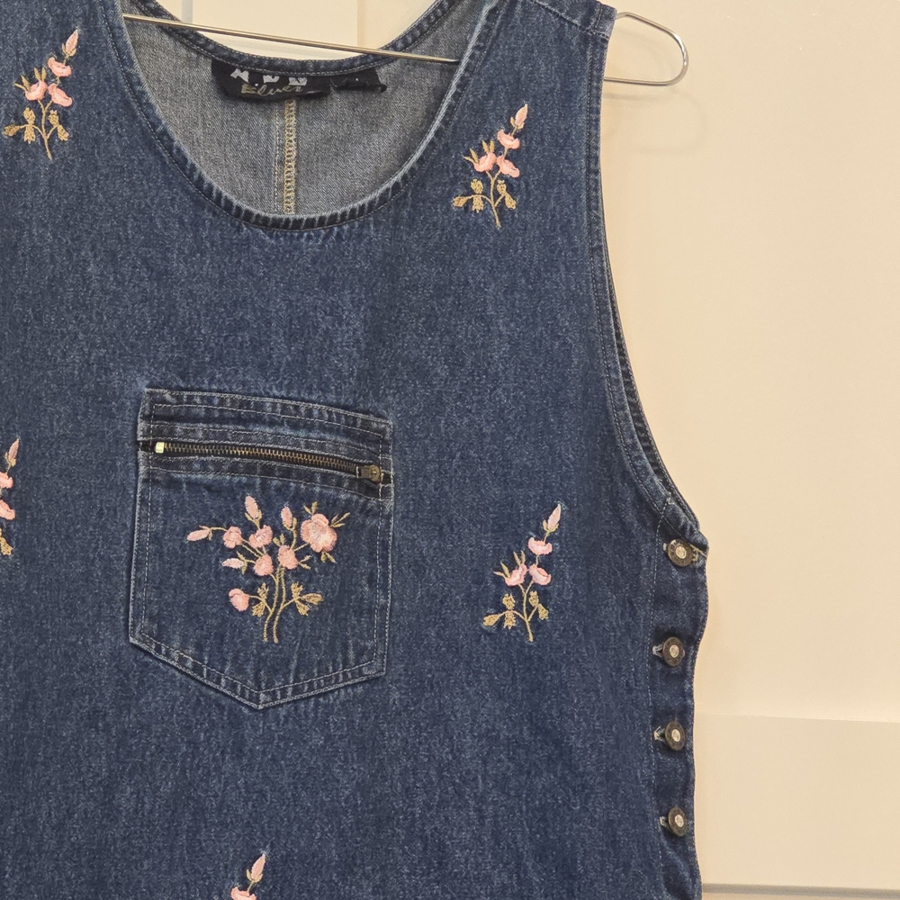 Embroidered Floral Denim Dress